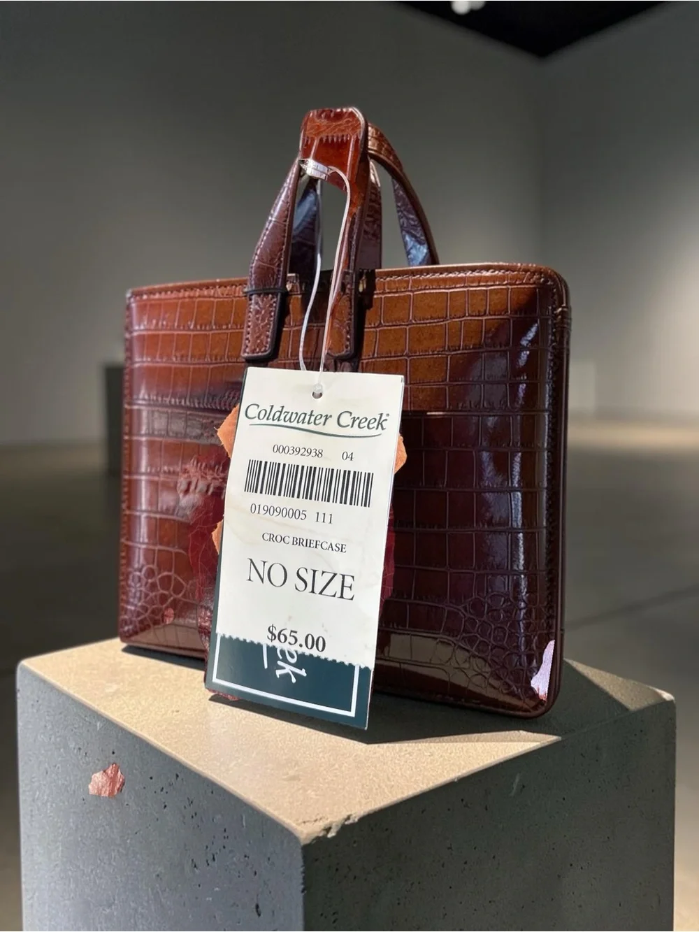 NWT Coldwater Creek Genuine Leather Croc Embossed Briefcase Laptop Bag